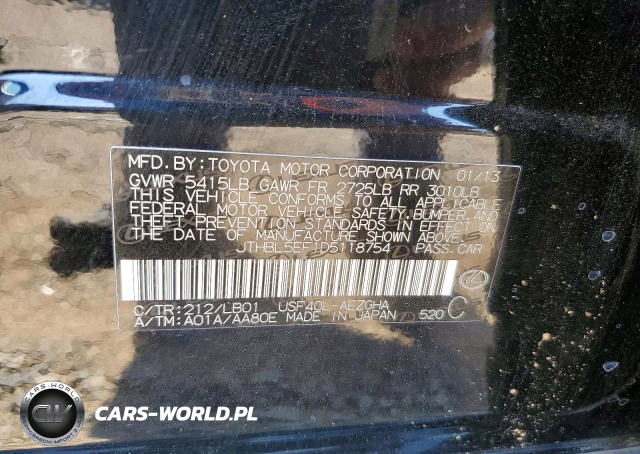 2013 Lexus Ls 460 VIN:JTHBL5EF1D5118754 - 12