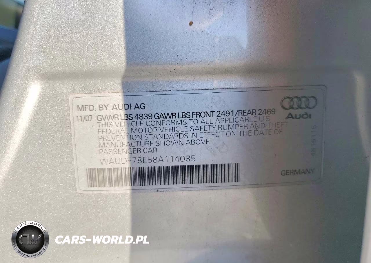 2008 Audi A4 2.0T Quattro VIN:WAUDF78E58A114085 - 13