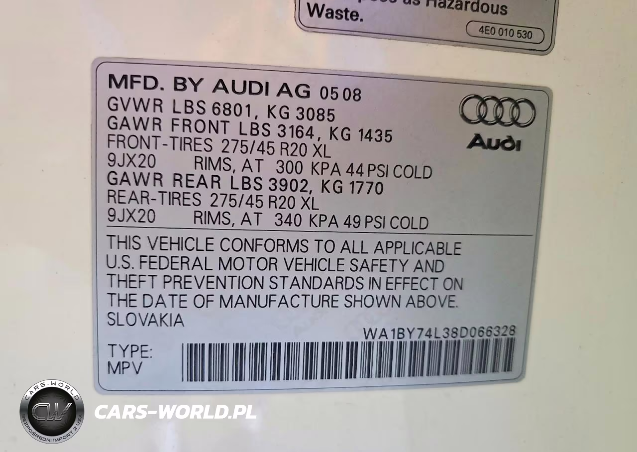 2008 Audi Q7 3.6 Quattro Premium VIN:WA1BY74L38D066328 - 13