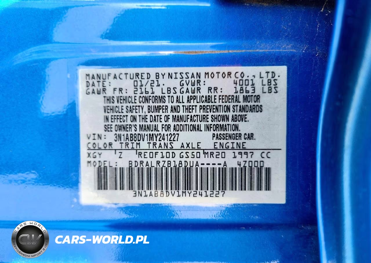 NISSAN SENTRA SR VIN:3N1AB8DV1MY241227 - 12