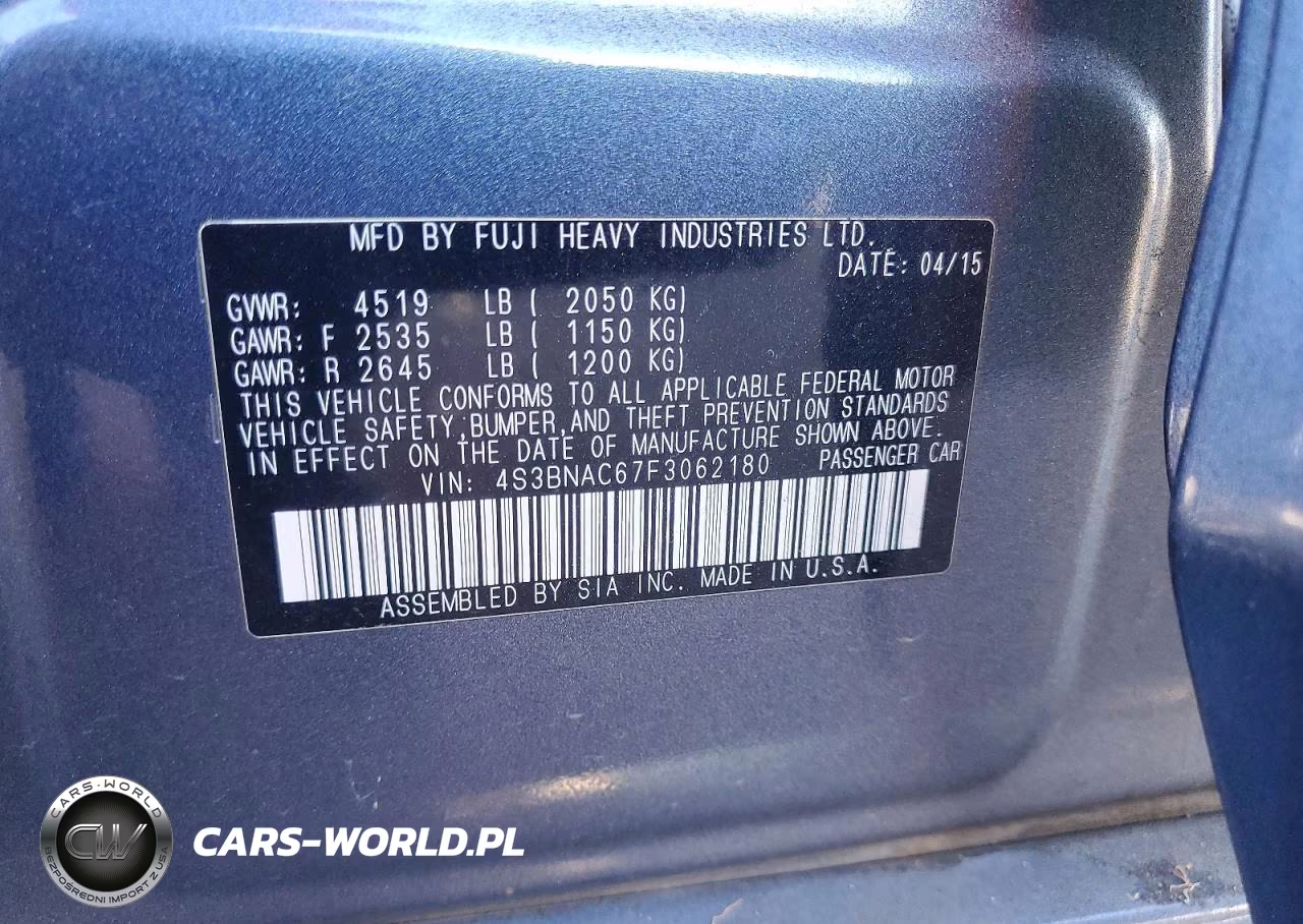 2015 Subaru Legacy 2.5I Premium VIN:4S3BNAC67F3062180 - 13