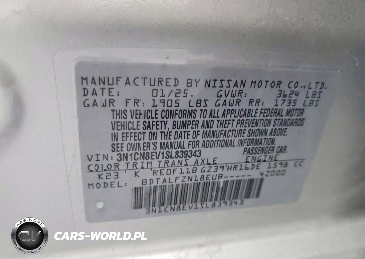 2025 Nissan Versa Sv VIN:3N1CN8EV1SL839343 - 12