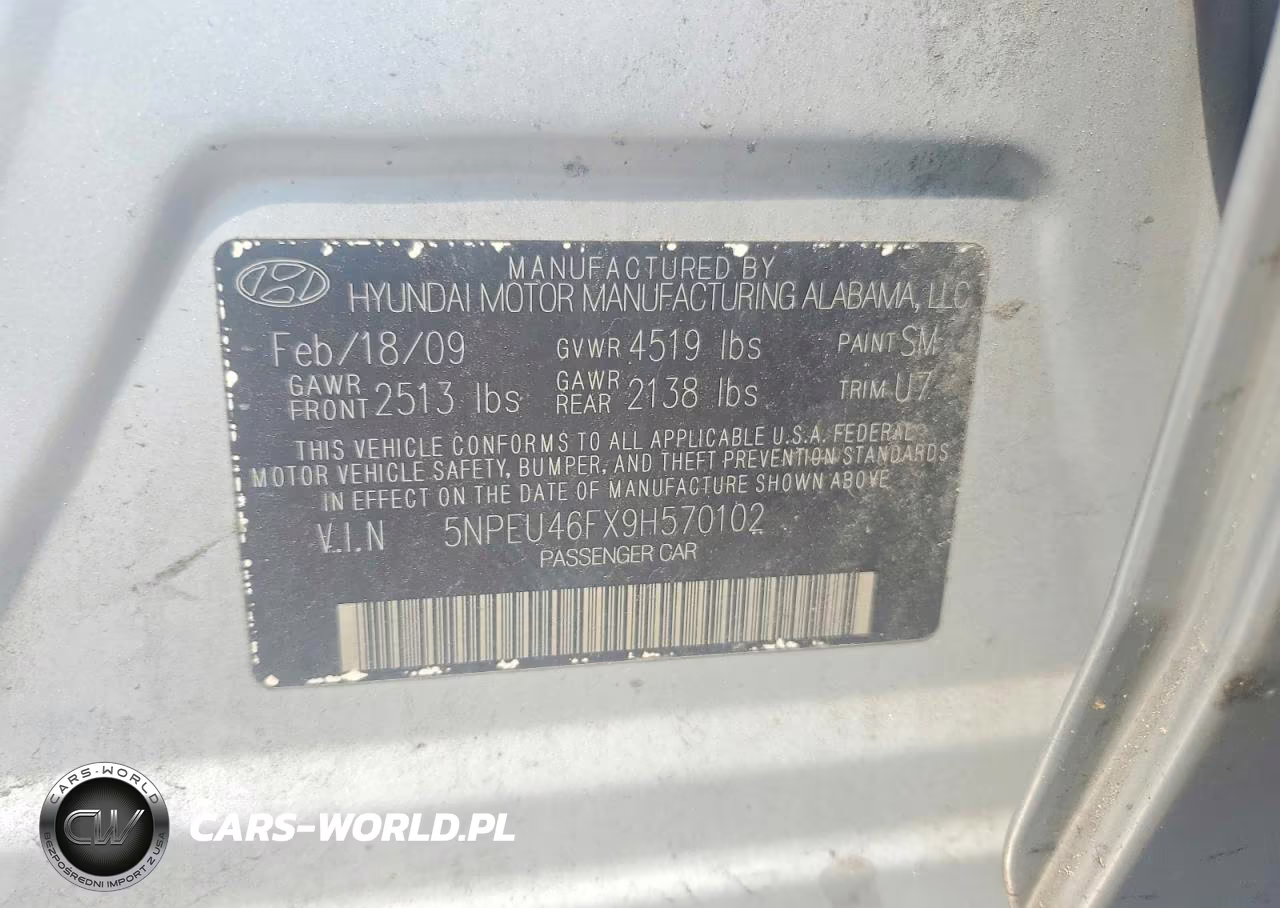 2009 Hyundai Sonata Limited V6 VIN:5NPEU46FX9H570102 - 12
