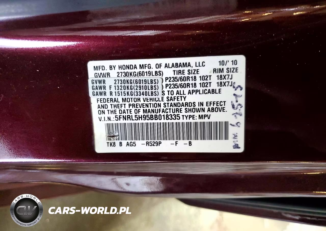 2011 Honda Odyssey Touring VIN:5FNRL5H95BB018335 - 13