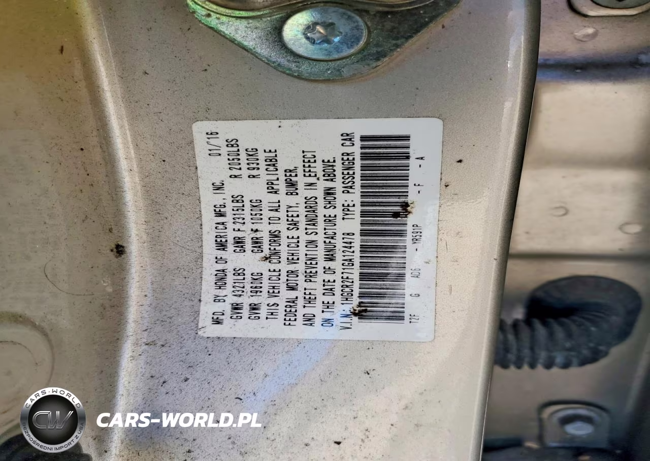 2016 Honda Accord Ex VIN:1HGCR2F71GA124478 - 12