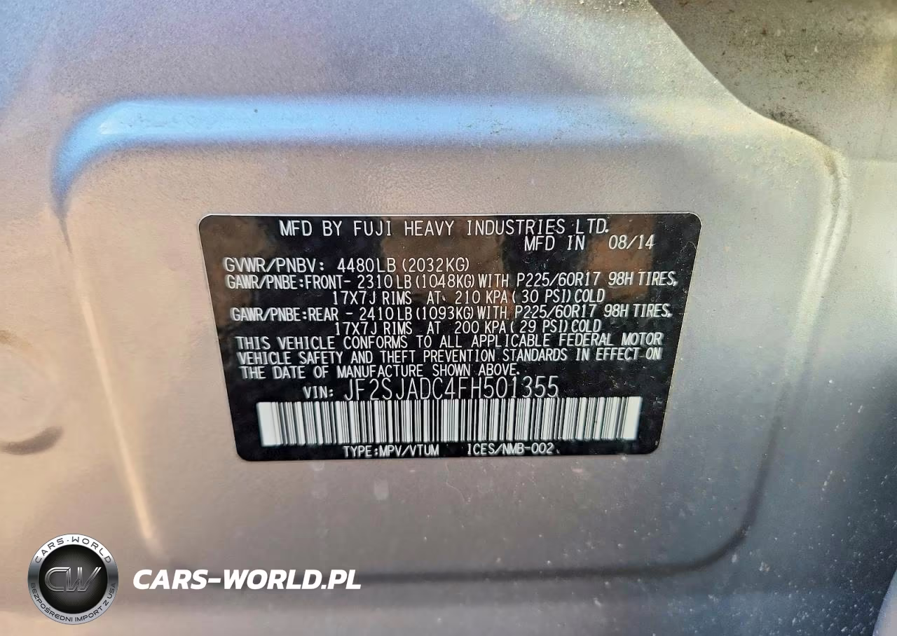 2015 Subaru Forester 2.5I Premium VIN:JF2SJADC4FH501355 - 12