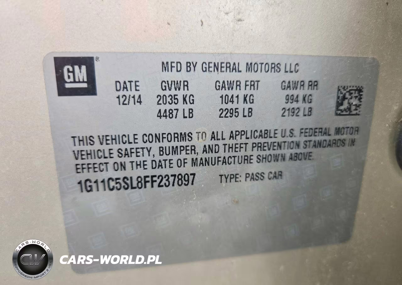 2015 Chevrolet Malibu 1Lt VIN:1G11C5SL8FF237897 - 12