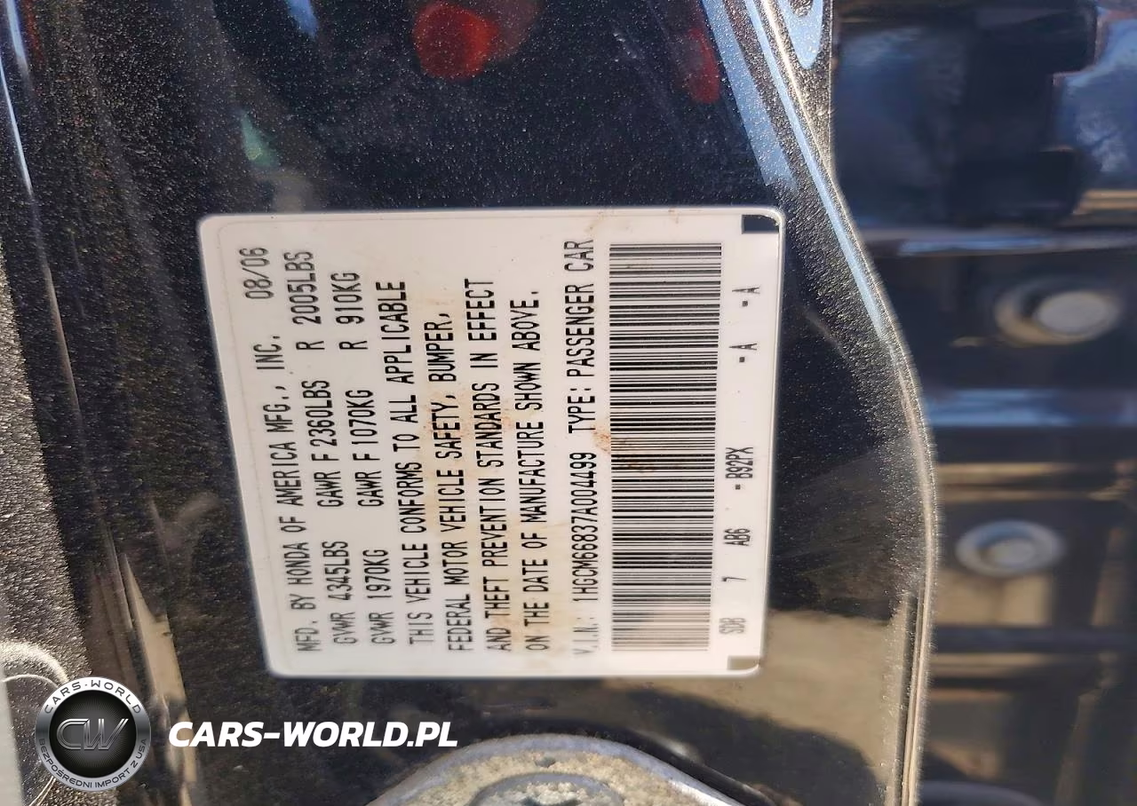 2007 Honda Accord Ex VIN:1HGCM66837A004499 - 12