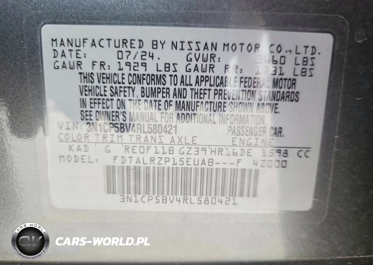 2024 Nissan Kicks S VIN:3N1CP5BV4RL580421 - 12
