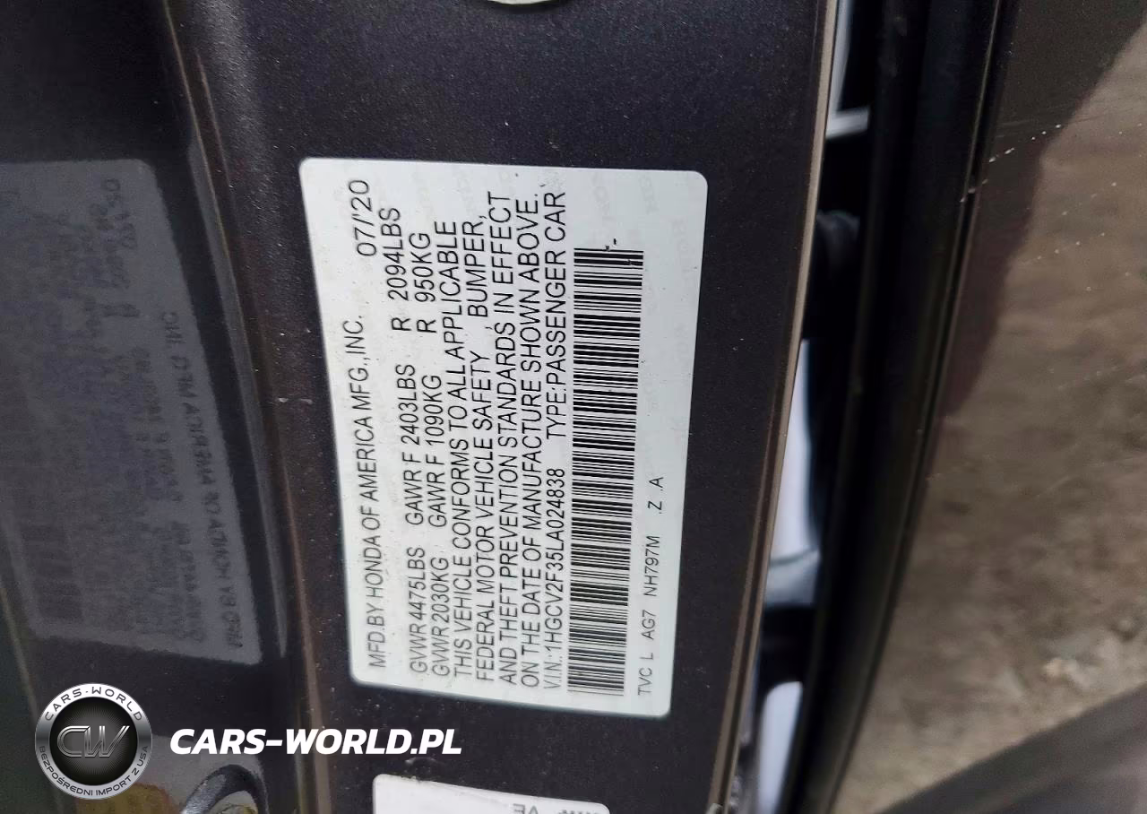 2020 Honda Accord Sport VIN:1HGCV2F35LA024838 - 12