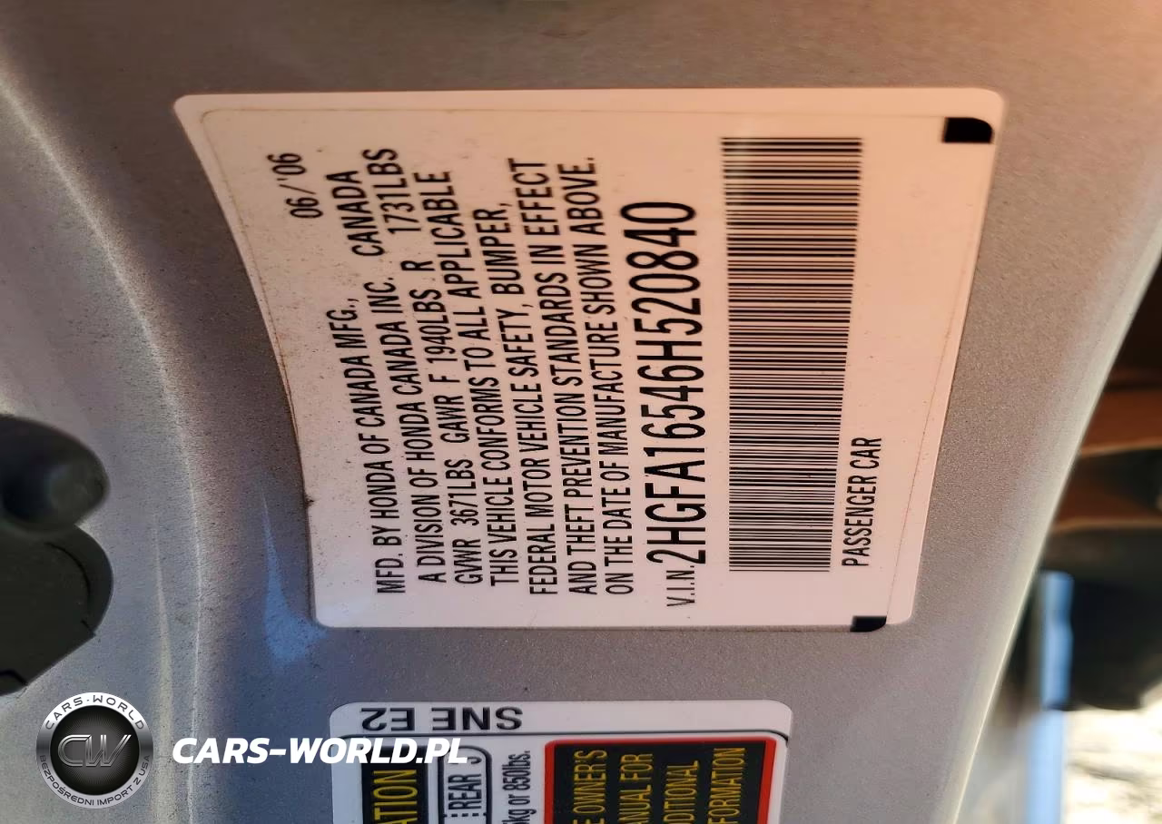 2006 Honda Civic Lx VIN:2HGFA16546H520840 - 12