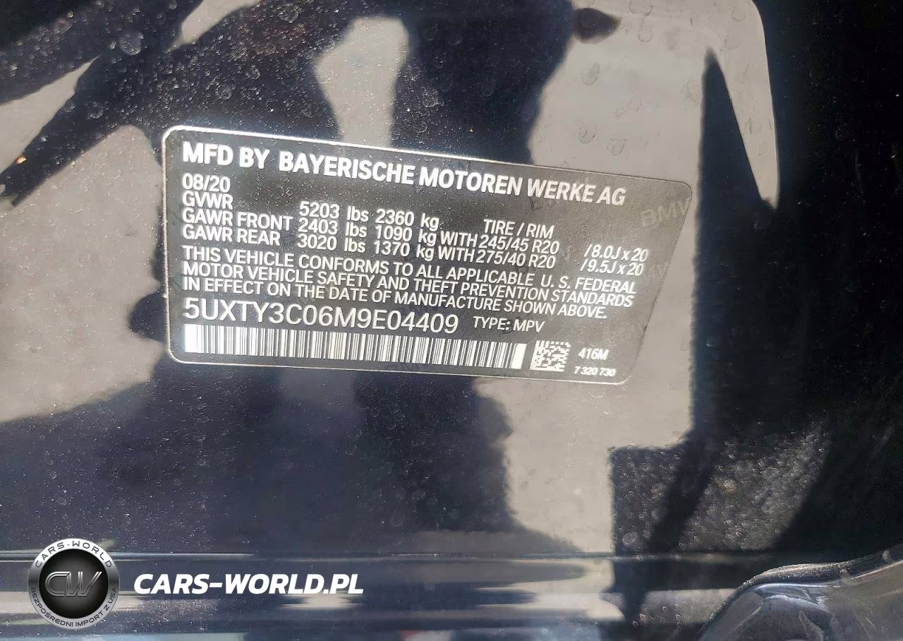 2021 BMW X3 Sdrive30I VIN:5UXTY3C06M9E04409 - 14