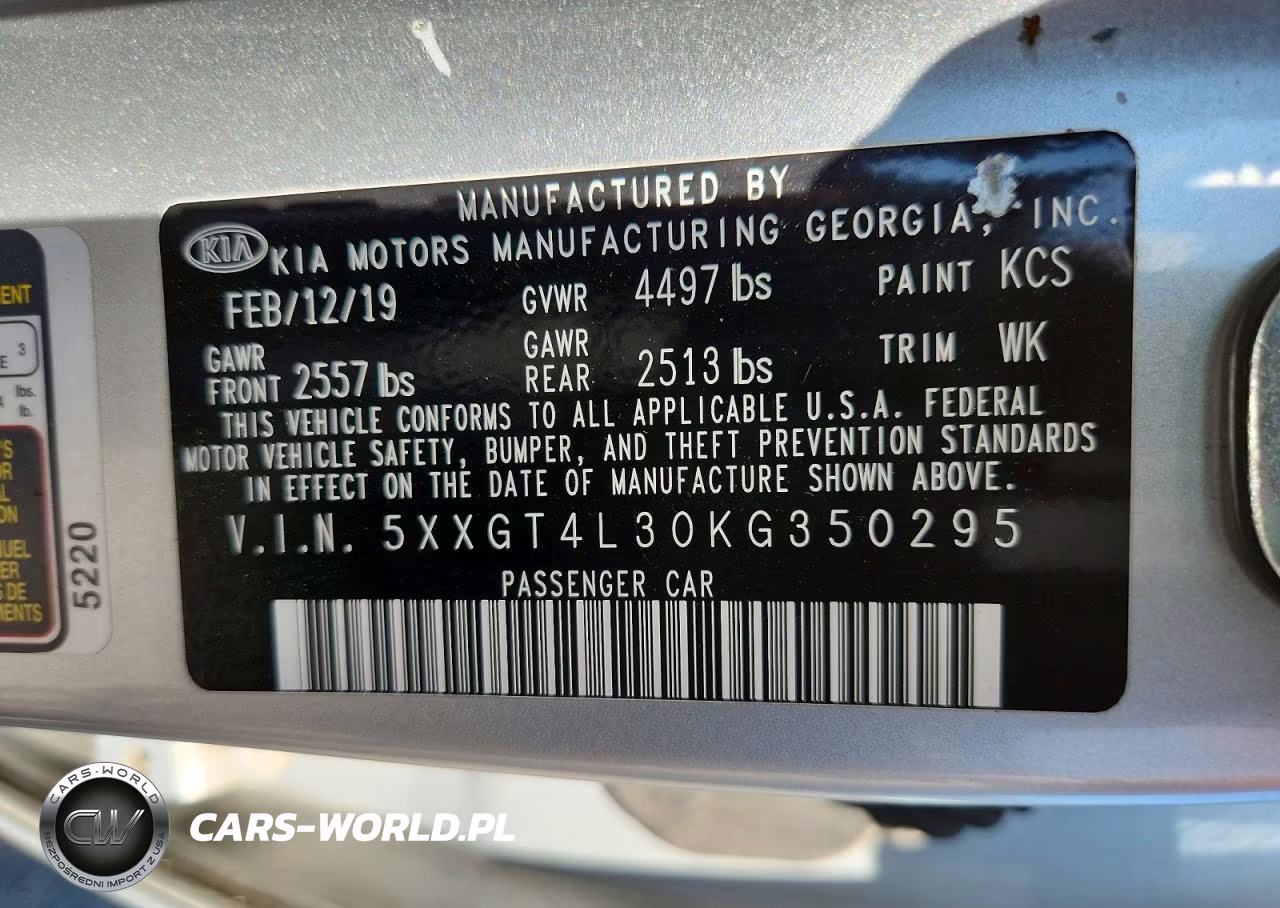 2019 Kia Optima Lx VIN:5XXGT4L30KG350295 - 12