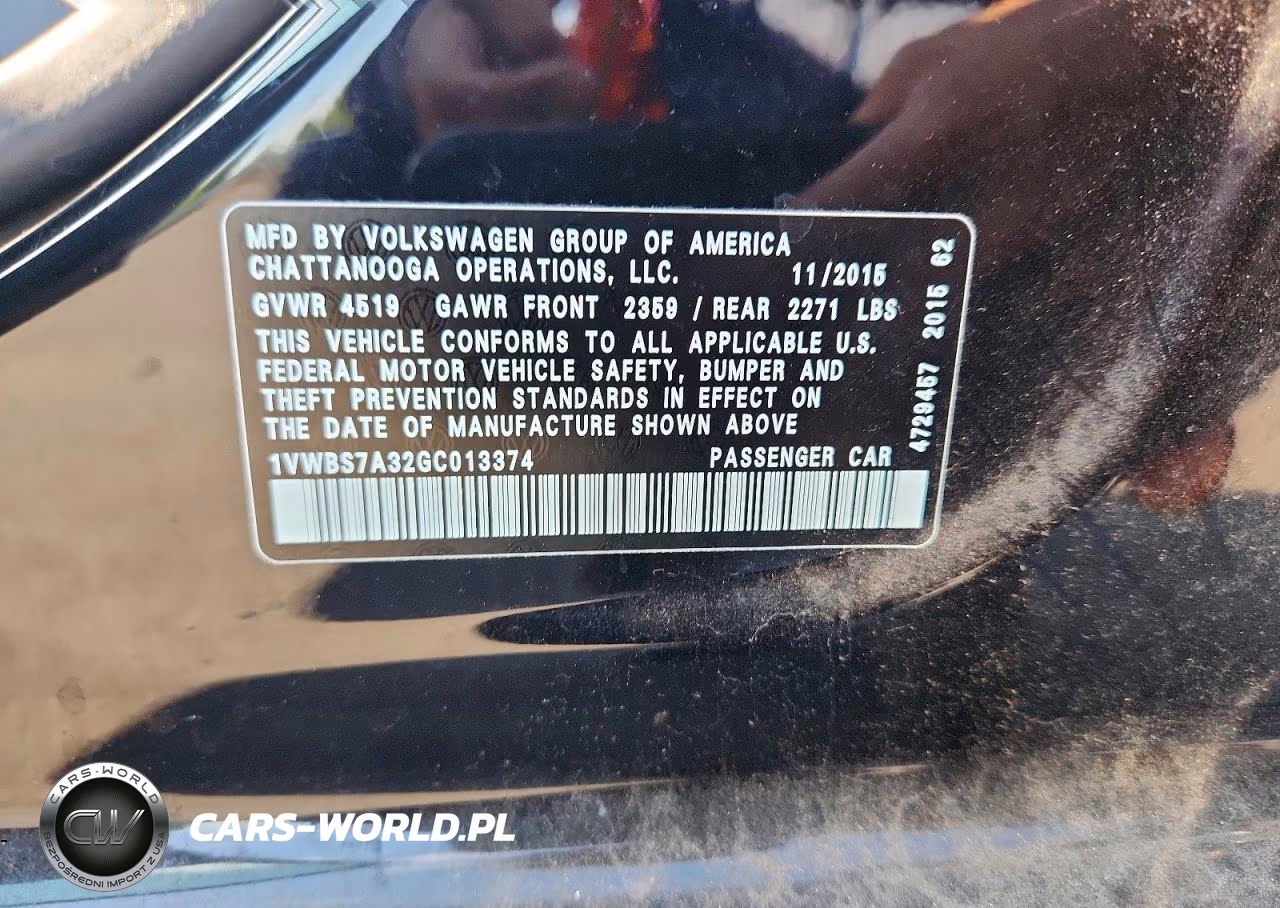 2016 Volkswagen Passat Se VIN:1VWBS7A32GC013374 - 12