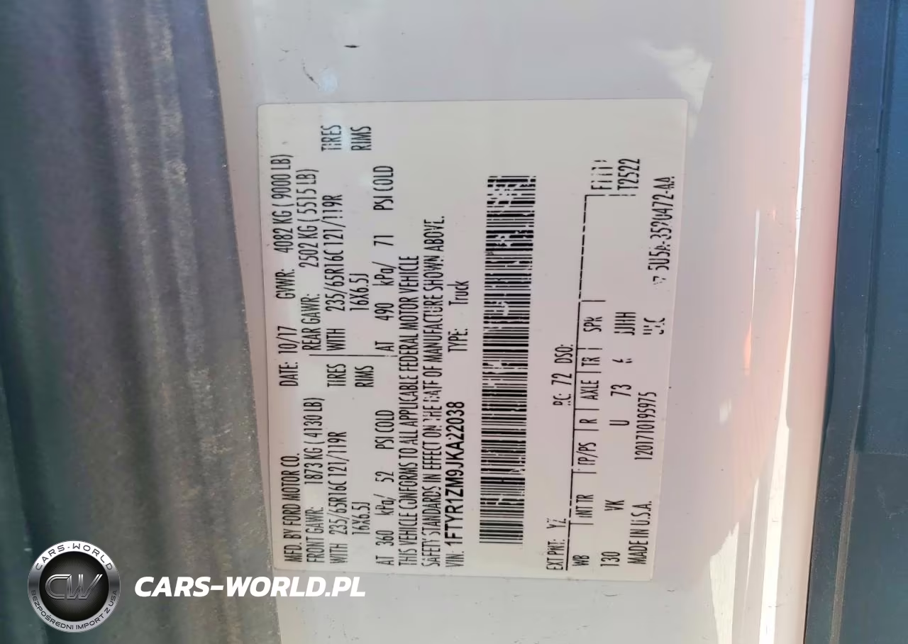 2018 Ford Transit T-250 VIN:1FTYR1ZM9JKA22038 - 13