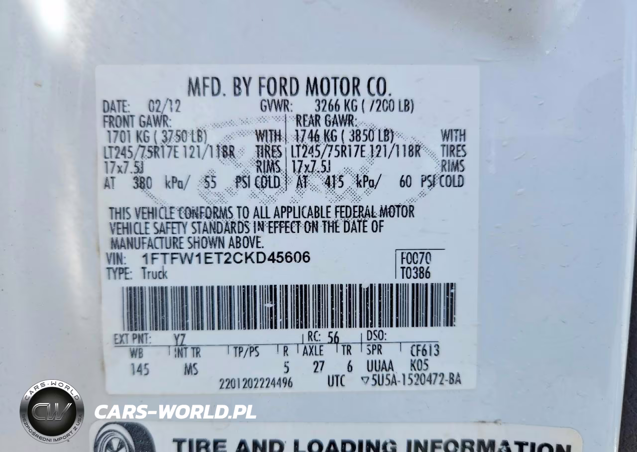 2012 Ford F150 Supercrew VIN:1FTFW1ET2CKD45606 - 12