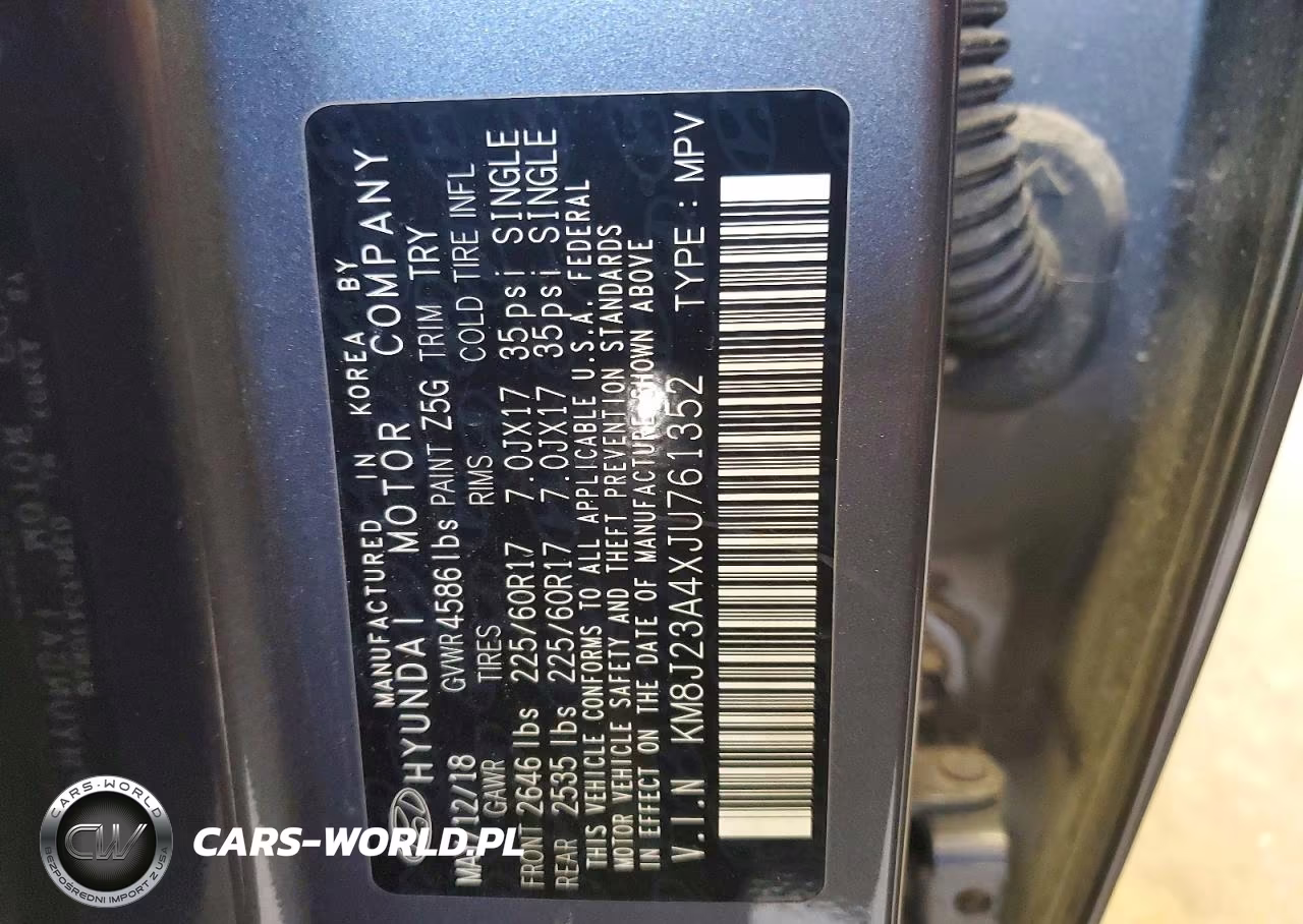2018 Hyundai Tucson Se VIN:KM8J23A4XJU761352 - 13