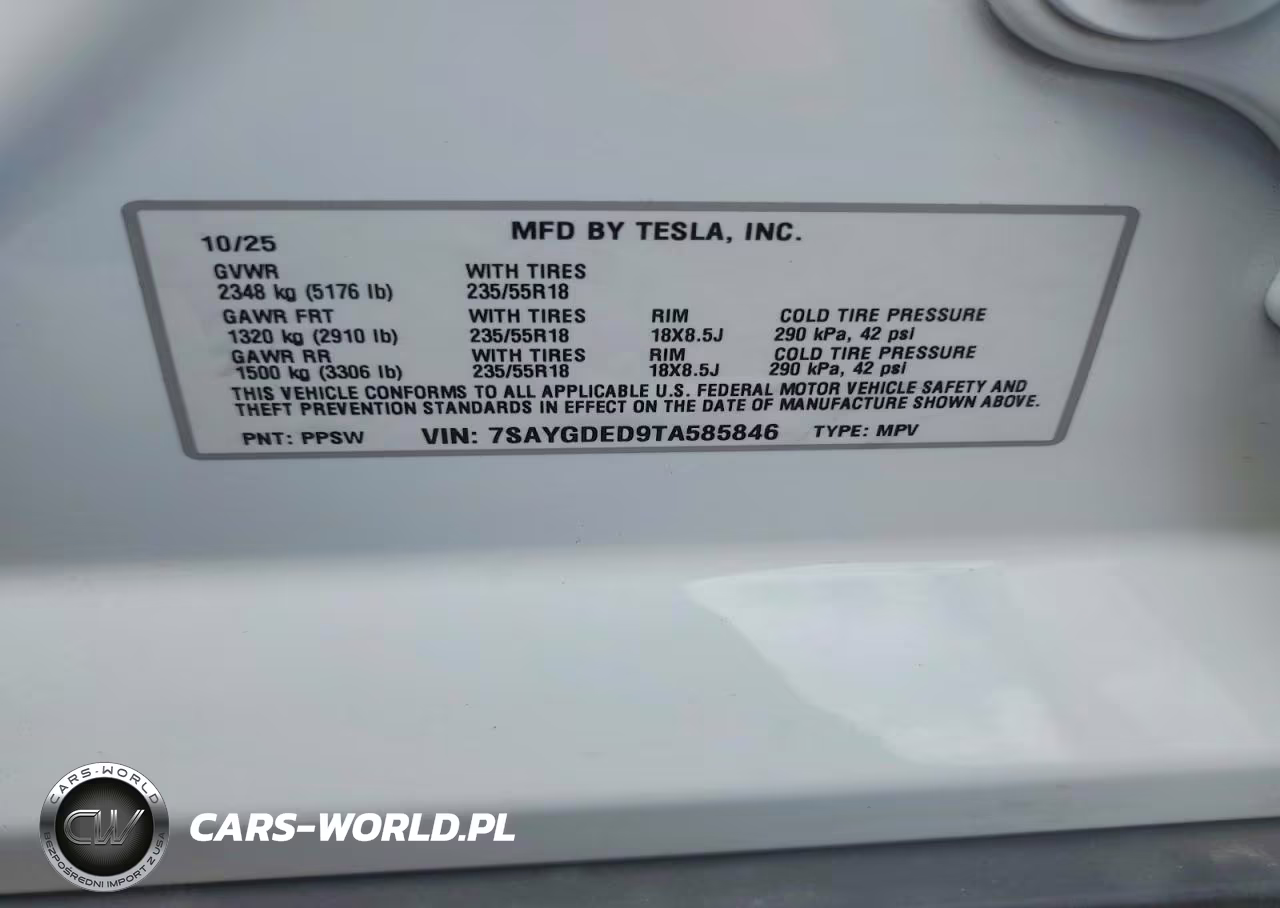 2026 Tesla Mdl Y VIN:7SAYGDED9TA585846 - 12