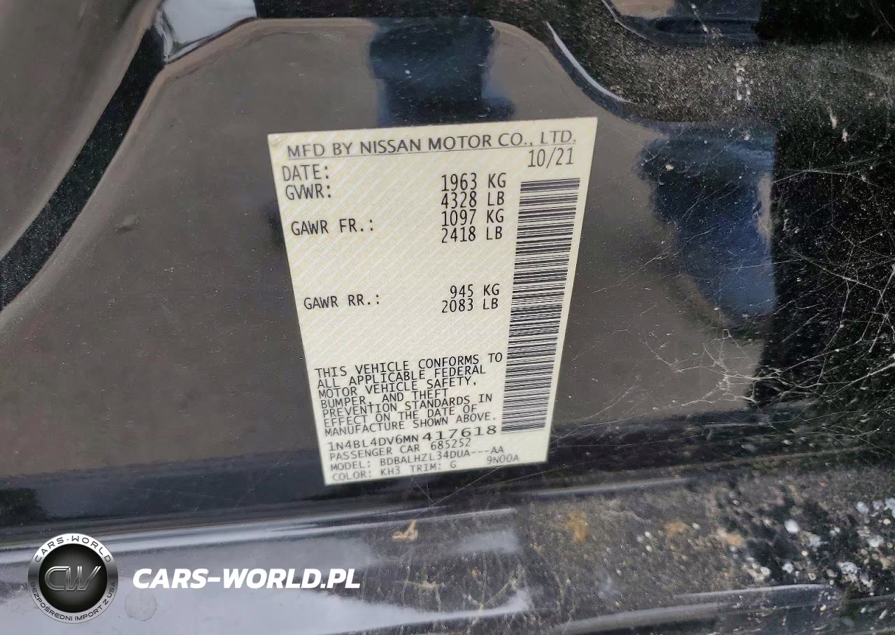 2021 Nissan Altima Sv VIN:1N4BL4DV6MN417618 - 12