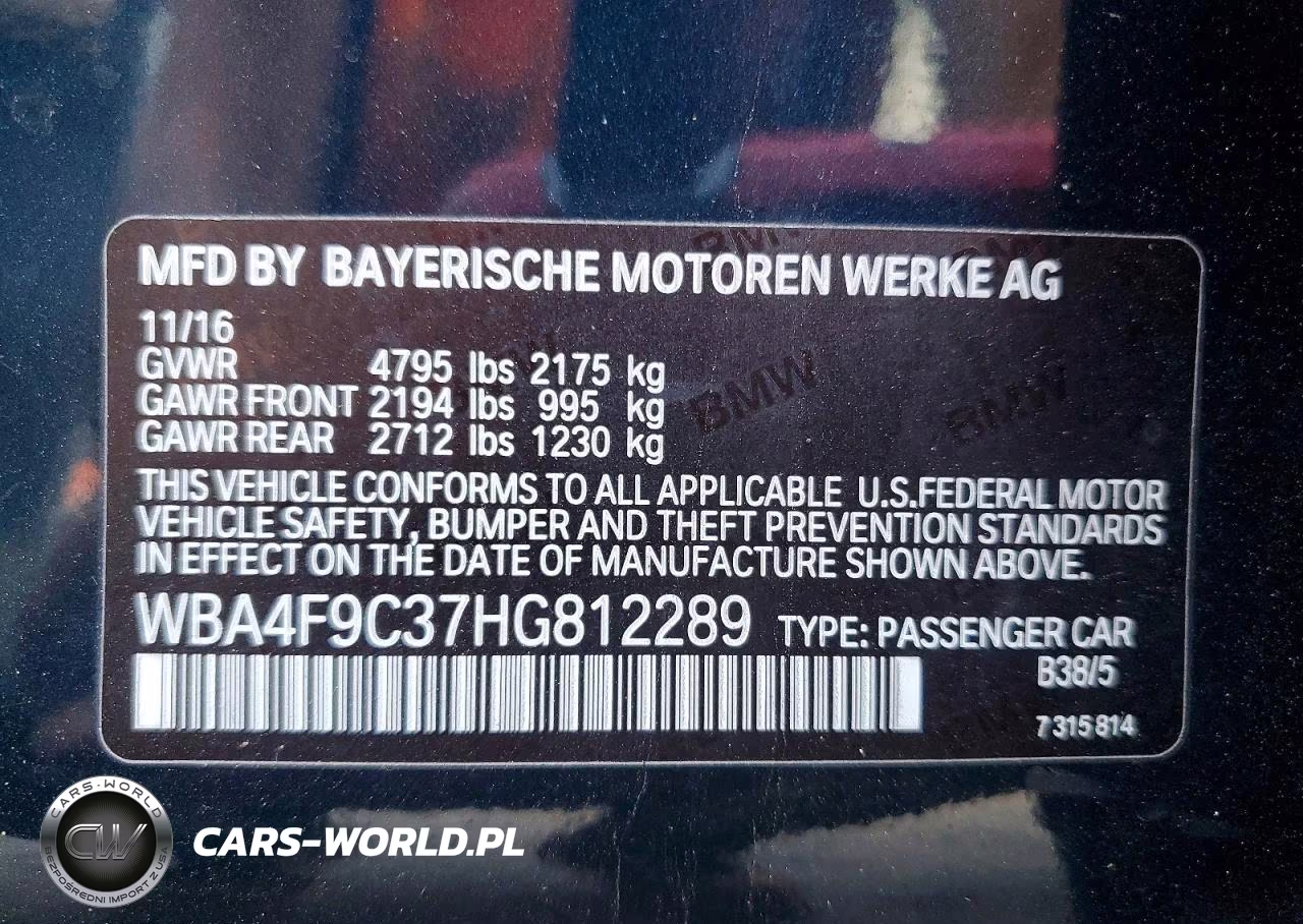 2017 BMW 430Xi Gran Coupe VIN:WBA4F9C37HG812289 - 12