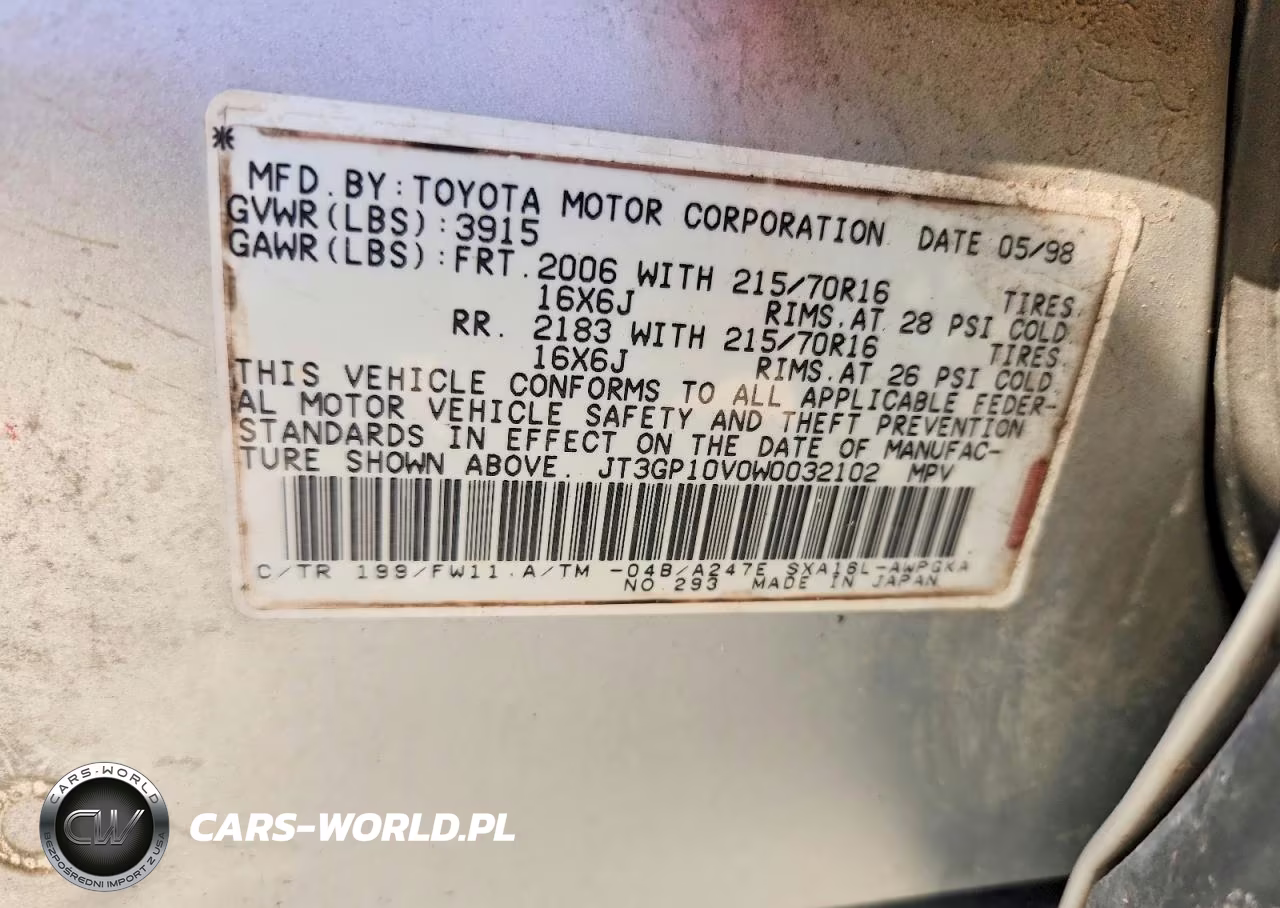 1998 Toyota Rav4 VIN:JT3GP10V0W0032102 - 13