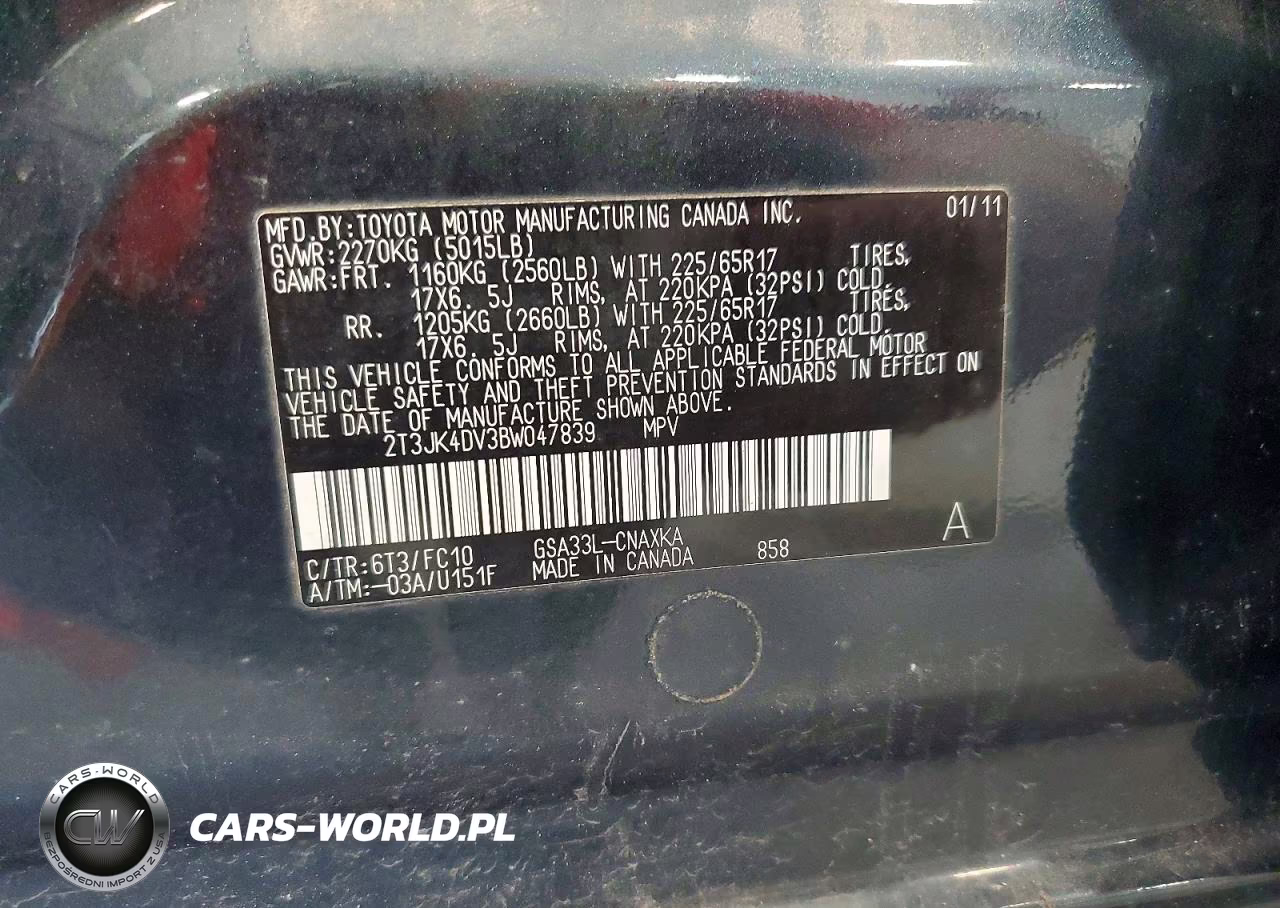 2011 Toyota Rav4 Base VIN:2T3JK4DV3BW047839 - 13