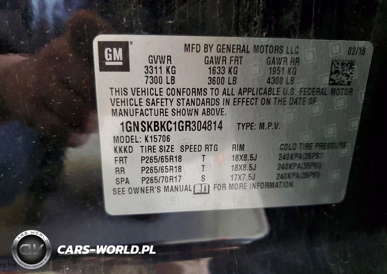 2016 Chevrolet Tahoe K1500 Lt VIN:1GNSKBKC1GR304814 - 13