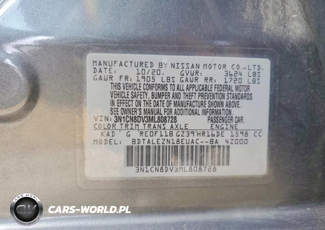 2021 Nissan Versa S VIN:3N1CN8DV3ML808728 - 12
