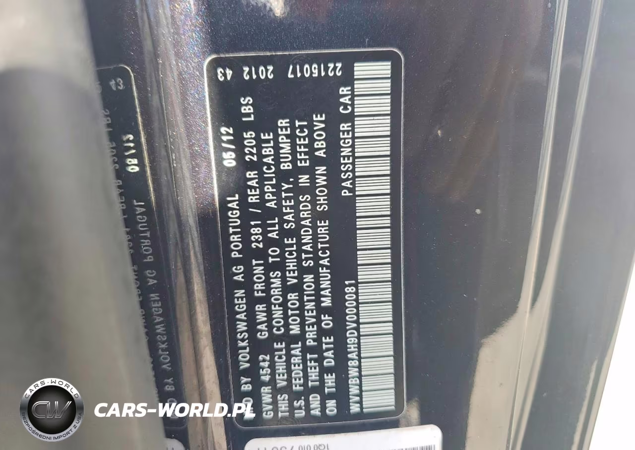 2013 Volkswagen Eos Komfort VIN:WVWBW8AH9DV000081 - 12