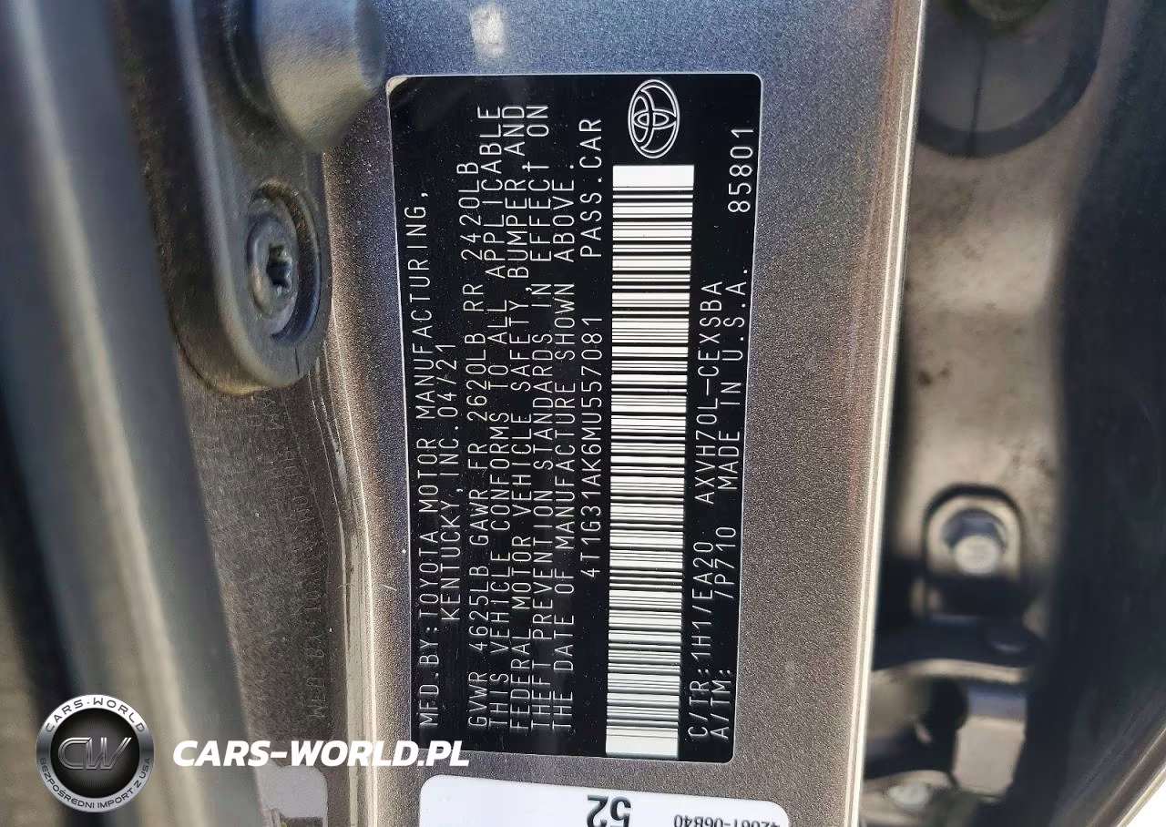 2021 Toyota Camry Se VIN:4T1G31AK6MU557081 - 12