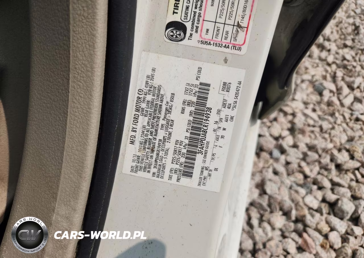 2012 Ford Fusion Sel VIN:3FAHP0JA8CR194938 - 12