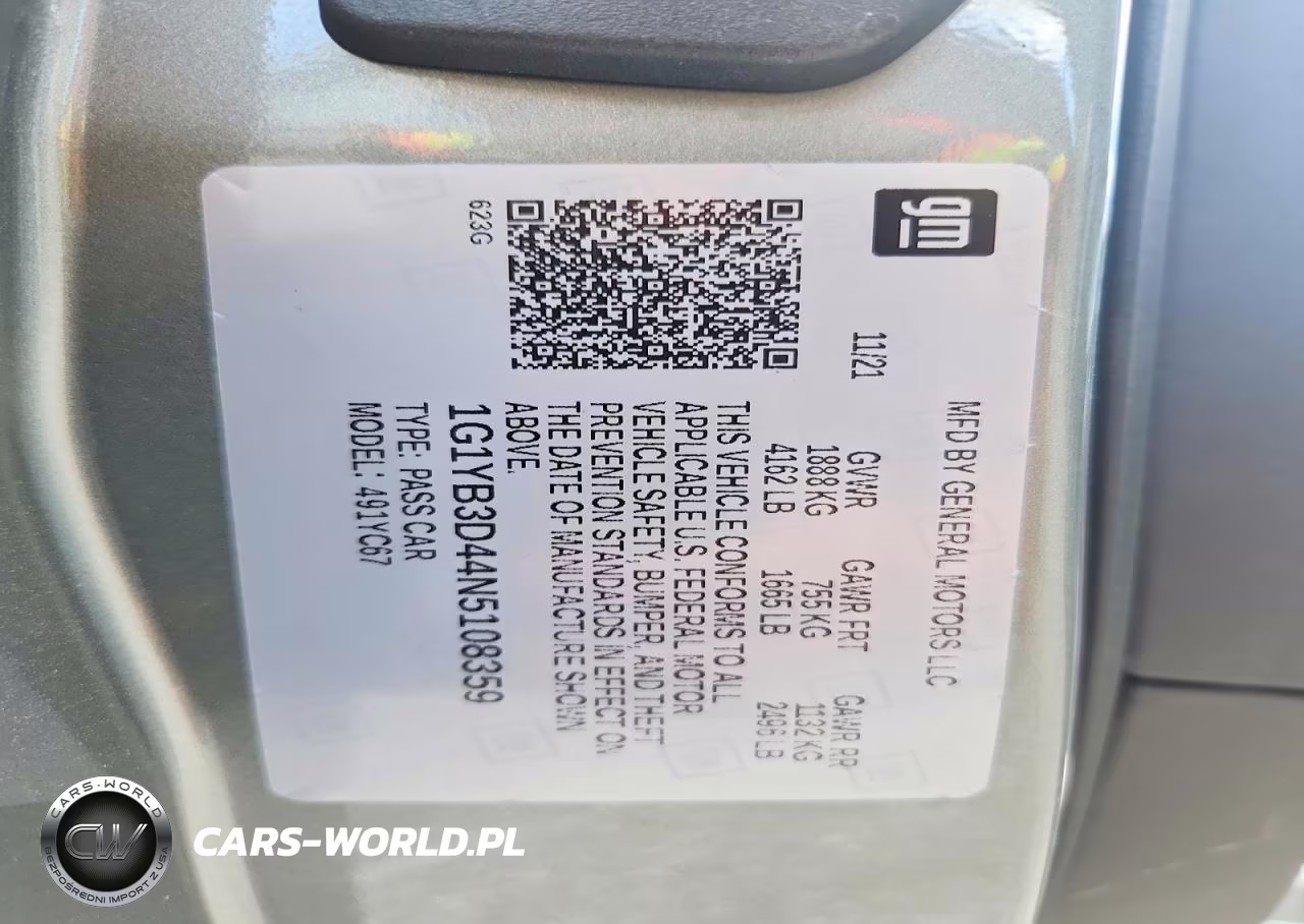 2022 Chevrolet Corvette Stingray 2Lt VIN:1G1YB3D44N5108359 - 12
