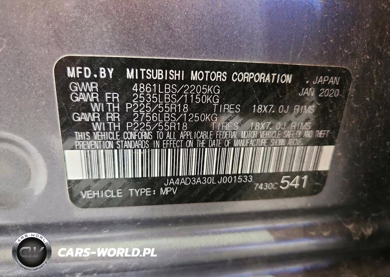 2020 Mitsubishi Outlander Se VIN:JA4AD3A30LJ001533 - 12