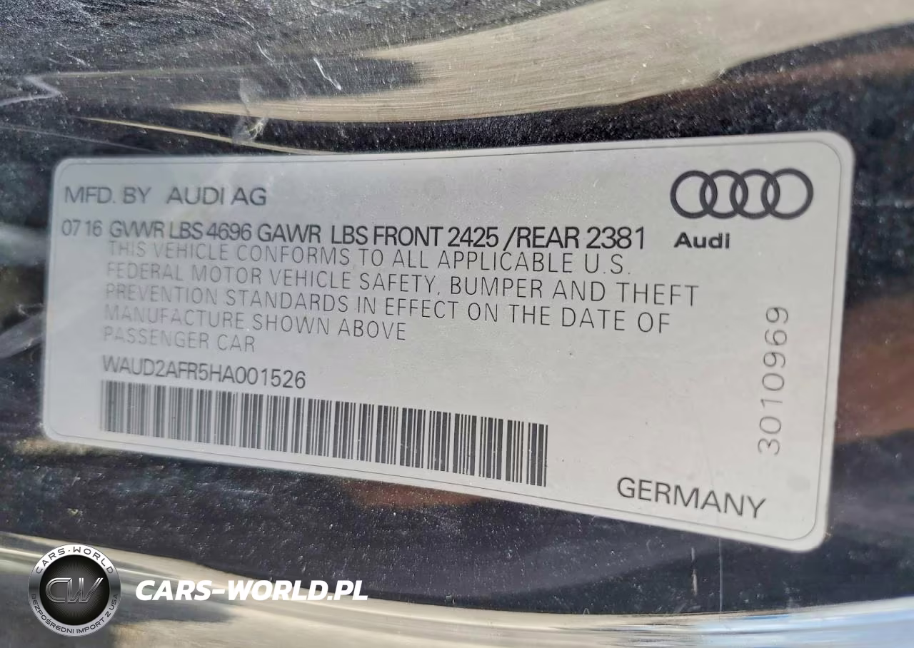 2017 Audi A5 Sport VIN:WAUD2AFR5HA001526 - 13