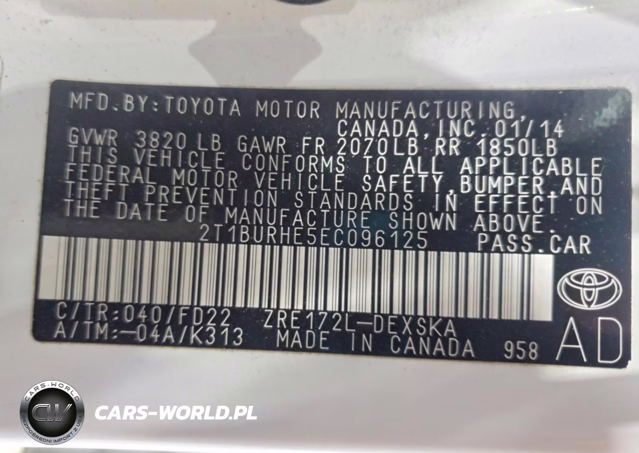 2014 Toyota Corolla S Plus VIN:2T1BURHE5EC096125 - 12