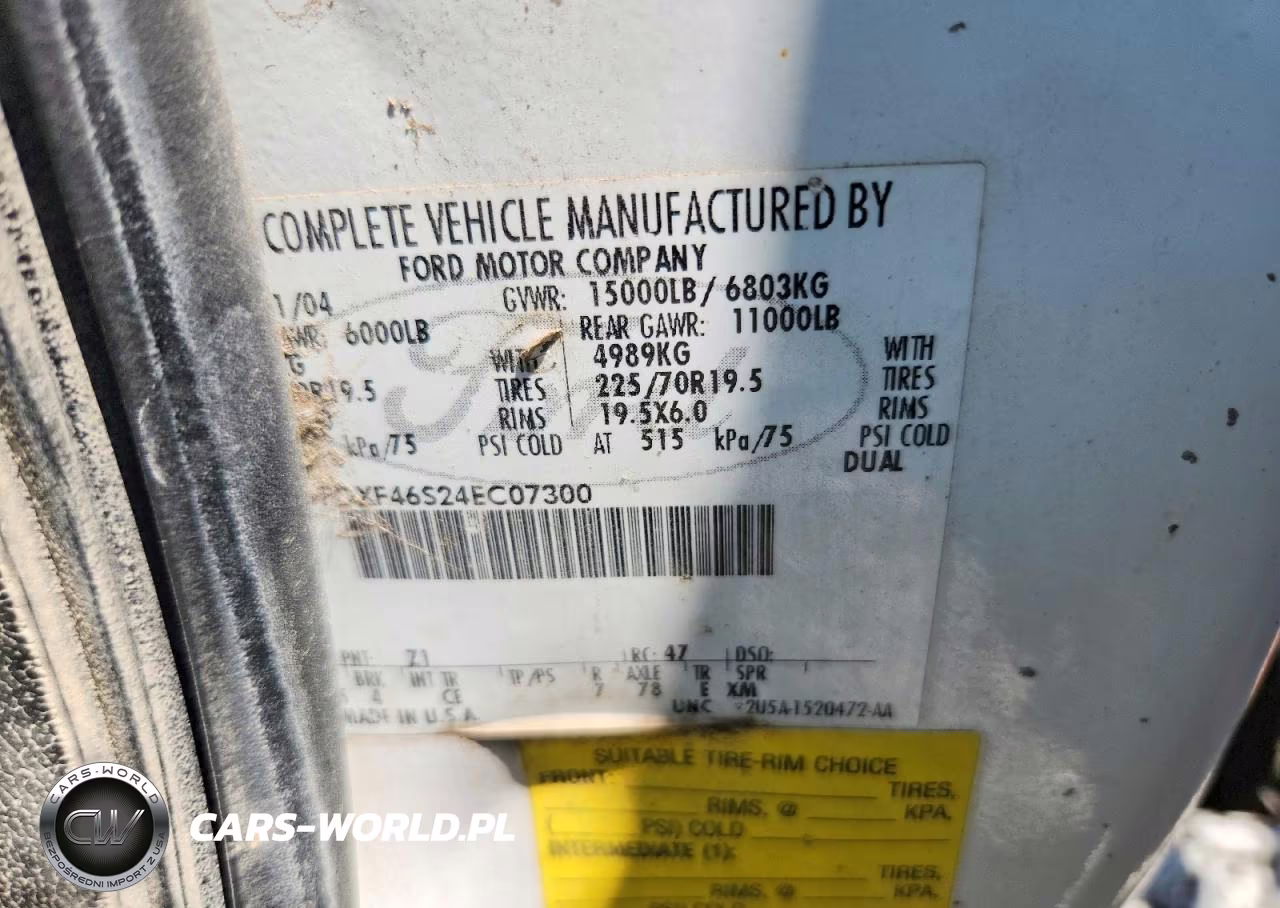 2004 Ford F450 Super Duty VIN:1FDXF46S24EC07300 - 12
