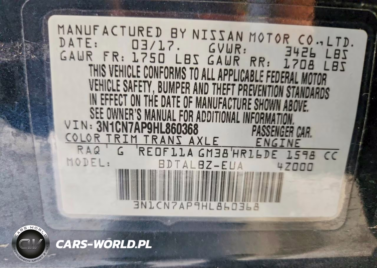 2017 Nissan Versa 1.6 Sv VIN:3N1CN7AP9HL860368 - 12