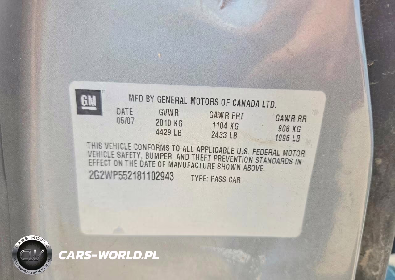 2008 Pontiac Grand Prix VIN:2G2WP552181102943 - 12
