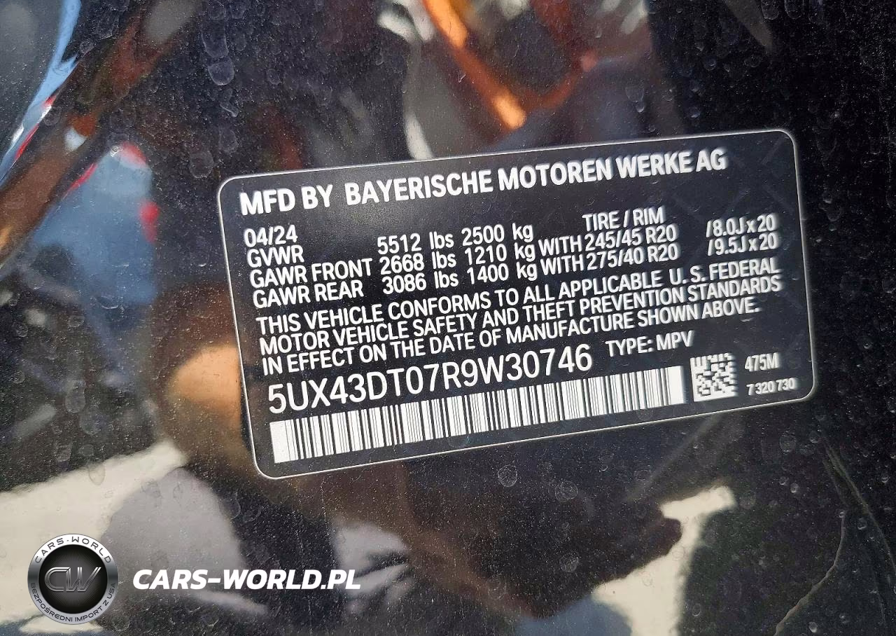 2024 BMW X4 M40I VIN:5UX43DT07R9W30746 - 13