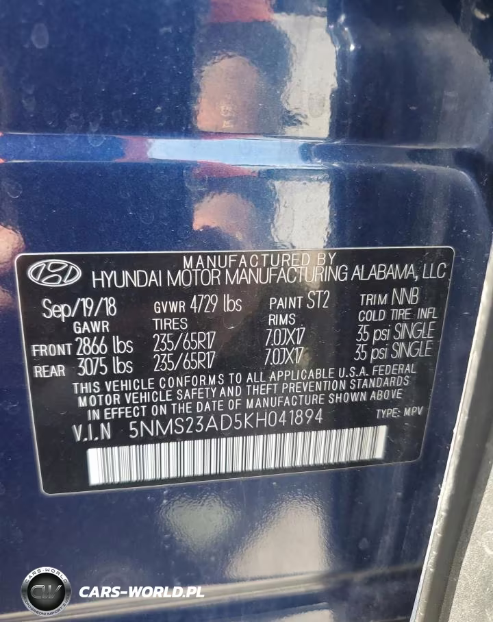 2019 HYUNDAI SANTA FE SE VIN:5NMS23AD5KH041894 - 13