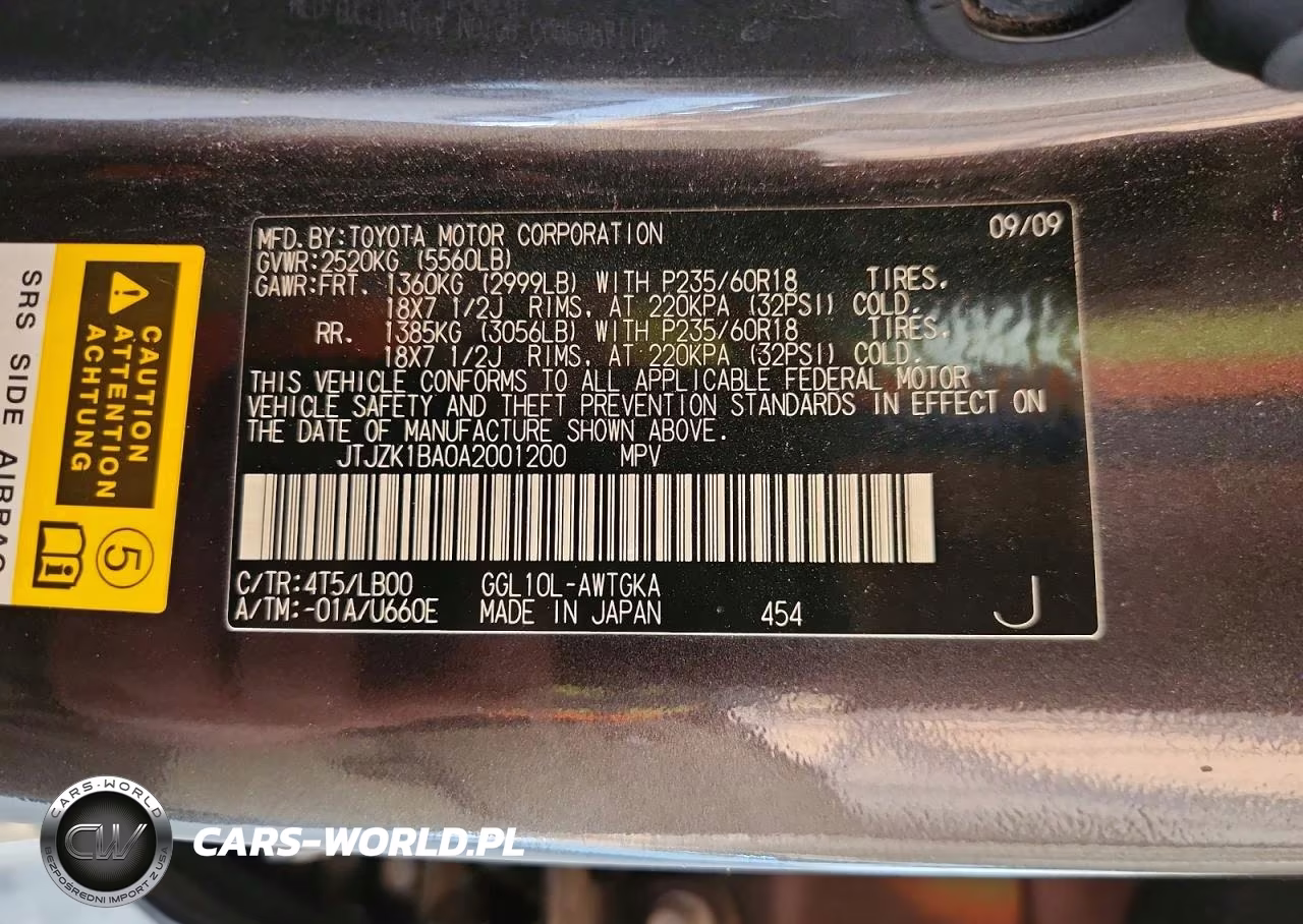 2010 Lexus Rx 350 VIN:JTJZK1BA0A2001200 - 13
