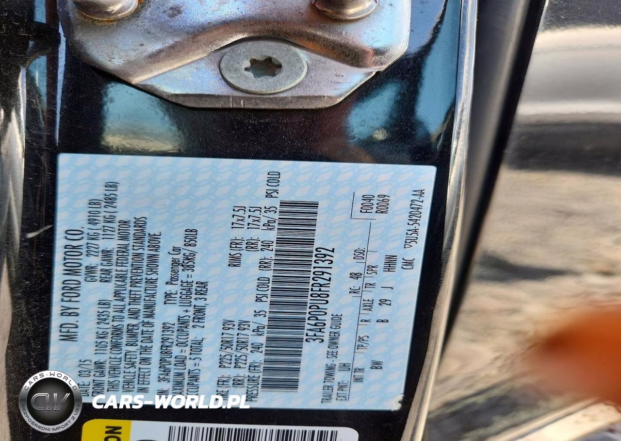 2015 Ford Fusion Se Phev VIN:3FA6P0PU8FR291392 - 12