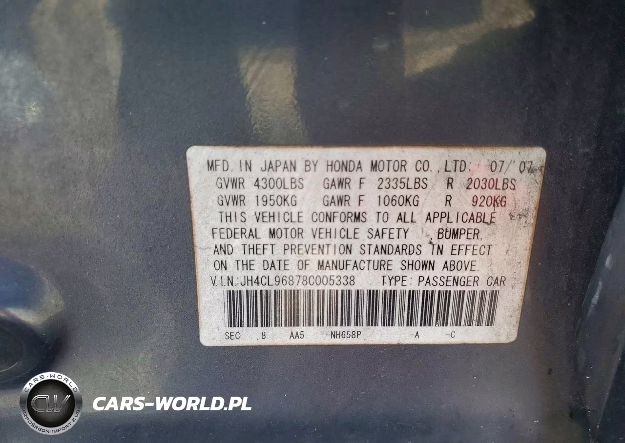 2008 Acura Tsx VIN:JH4CL96878C005338 - 12