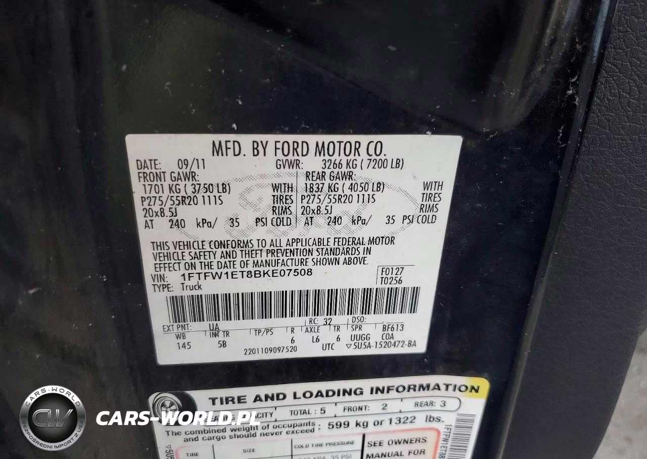 2011 Ford F150 Supercrew VIN:1FTFW1ET8BKE07508 - 12