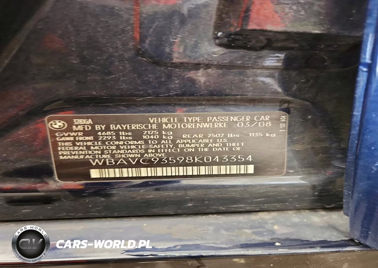 2008 BMW 328 Xi VIN:WBAVC93598K043354 - 13