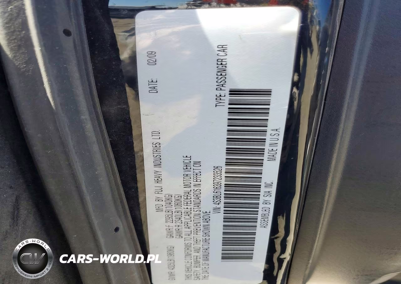 2009 Subaru Legacy 2.5I VIN:4S3BL616397233526 - 12
