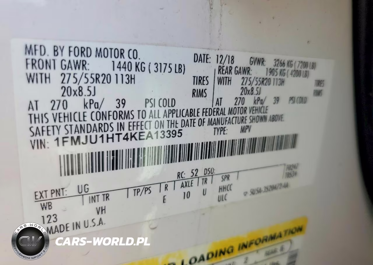 2019 Ford Expedition Xlt VIN:1FMJU1HT4KEA13395 - 13