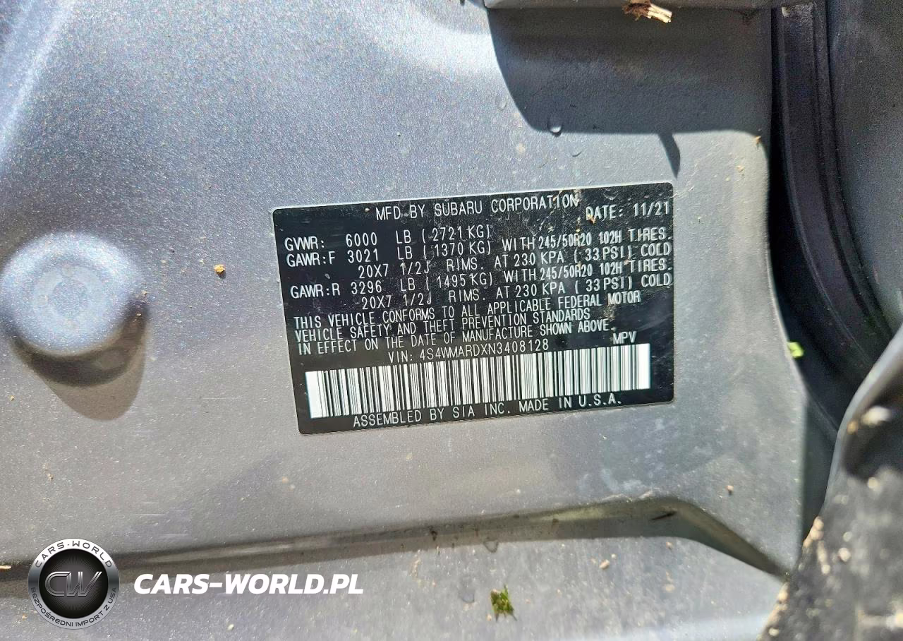 2022 Subaru Ascent Touring VIN:4S4WMARDXN3408128 - 13