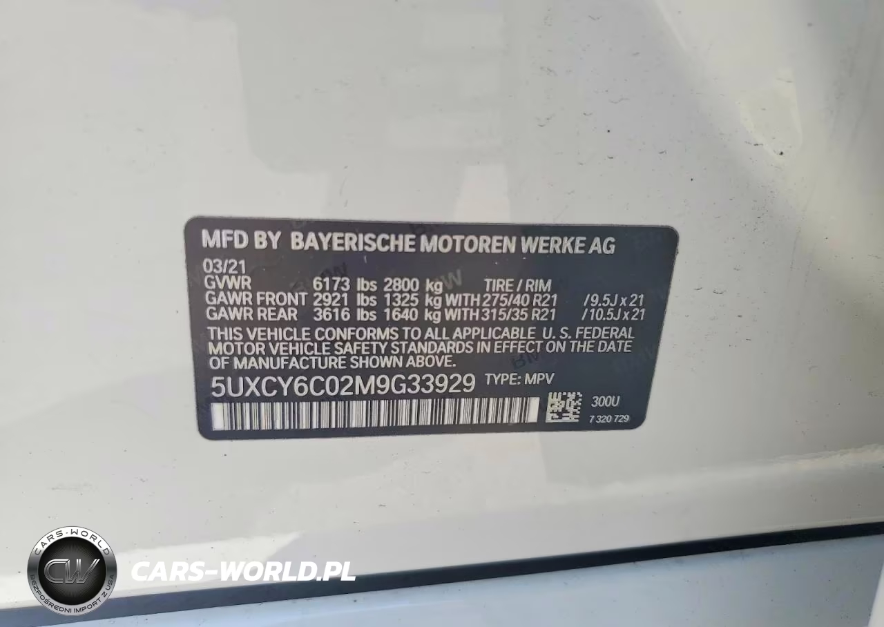 2021 BMW X6 xDrive40I VIN:5UXCY6C02M9G33929 - 13