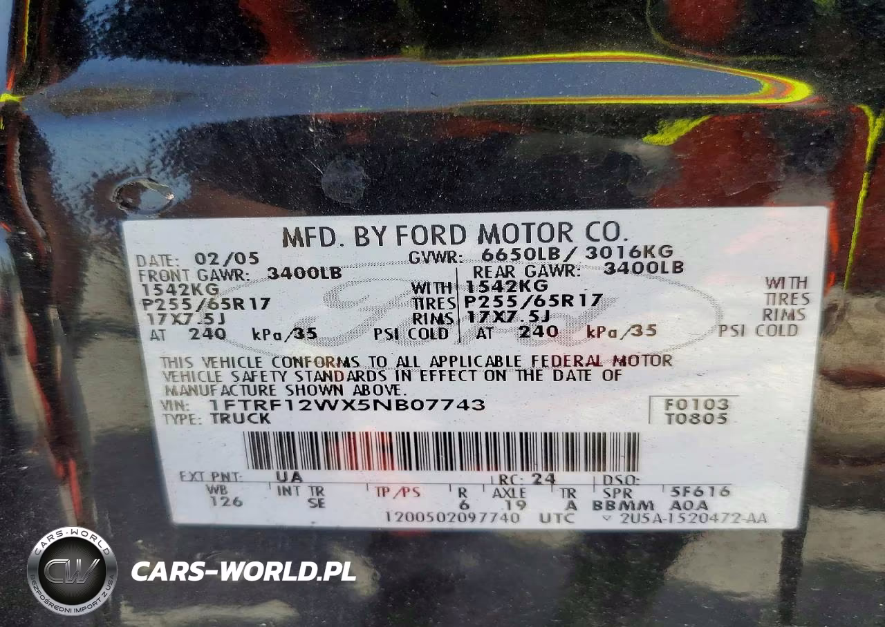 2005 Ford F150 VIN:1FTRF12WX5NB07743 - 12